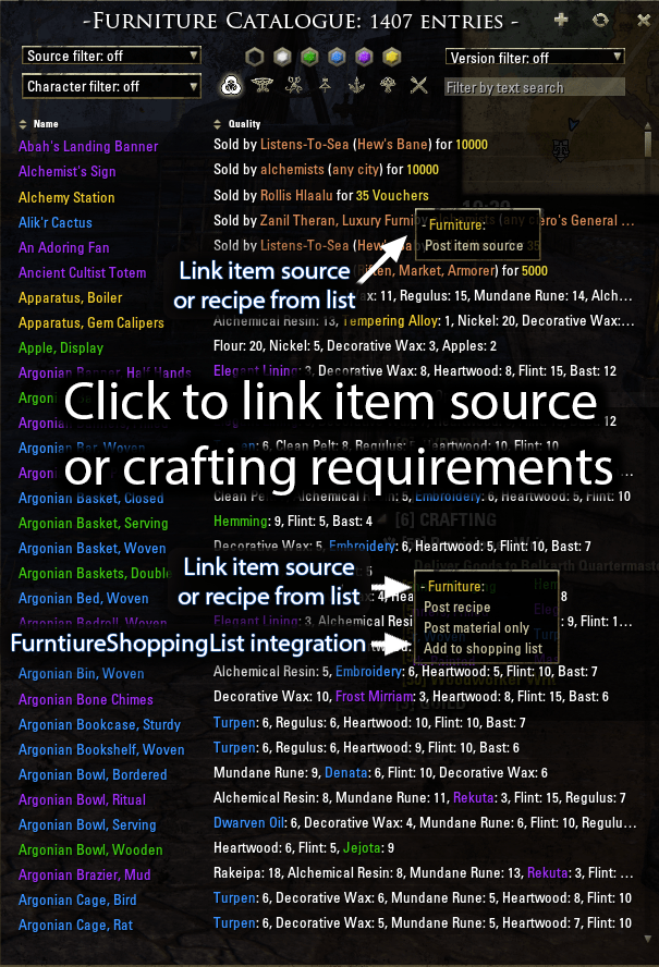 Furniture Catalogue TradeSkill Mods Elder Scrolls Online AddOns