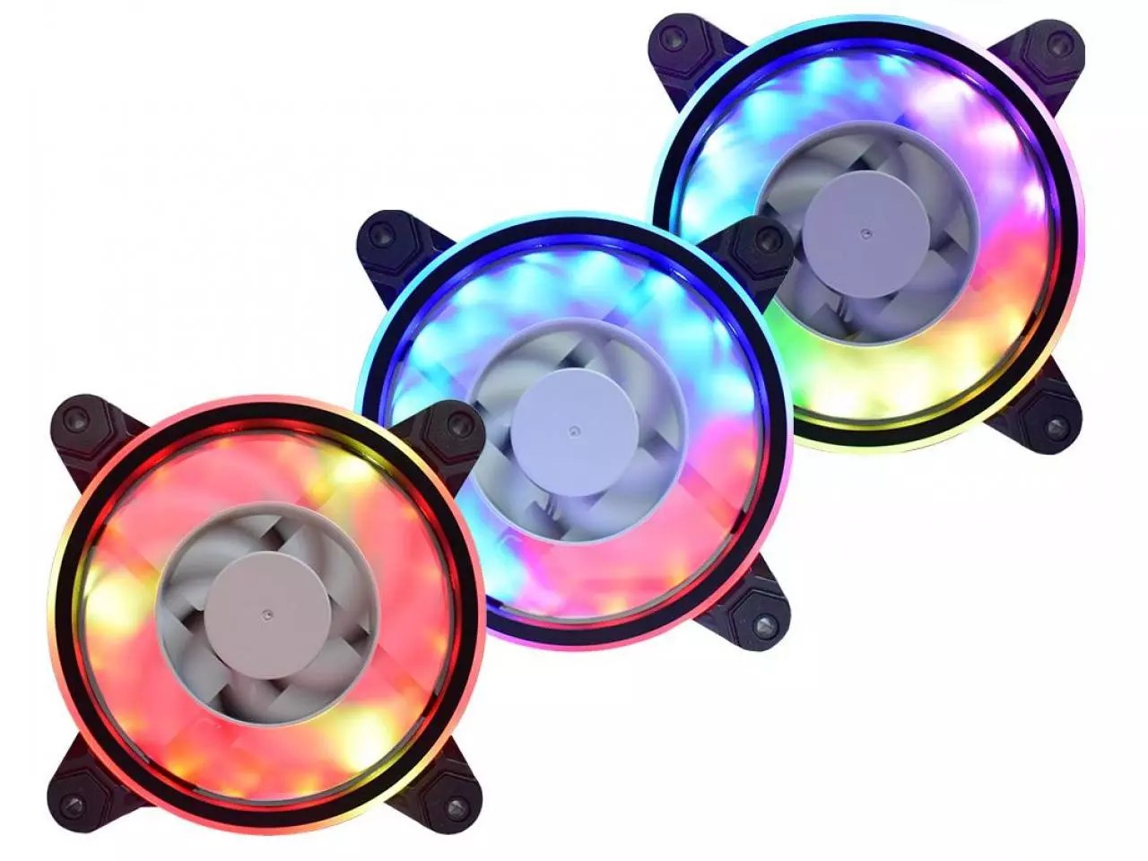 Kit Fan Cooler KMEX 120mm LED RGB Rainbow Slim Ring AFY1225 c/ 3 fans