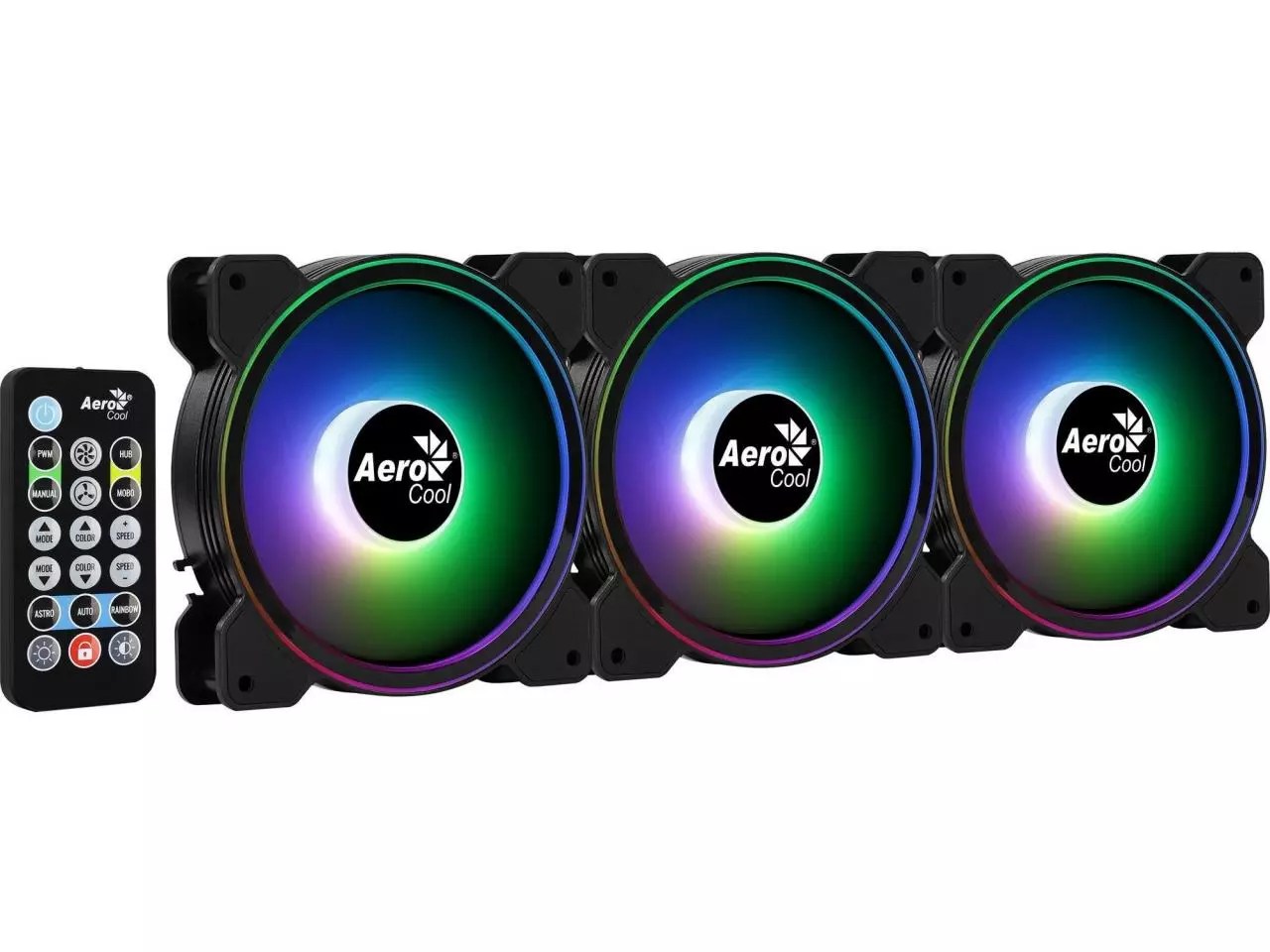 Kit FAN Cooler Aerocool 120mm LED RGB SATURN 12F ARGB PRO + Hub