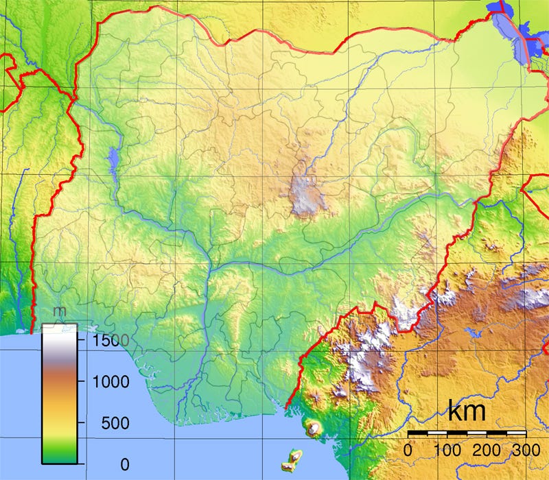 Topographic Map Of Nigeria What is the benefit of breaking Nigeria up? Bullshit.IST