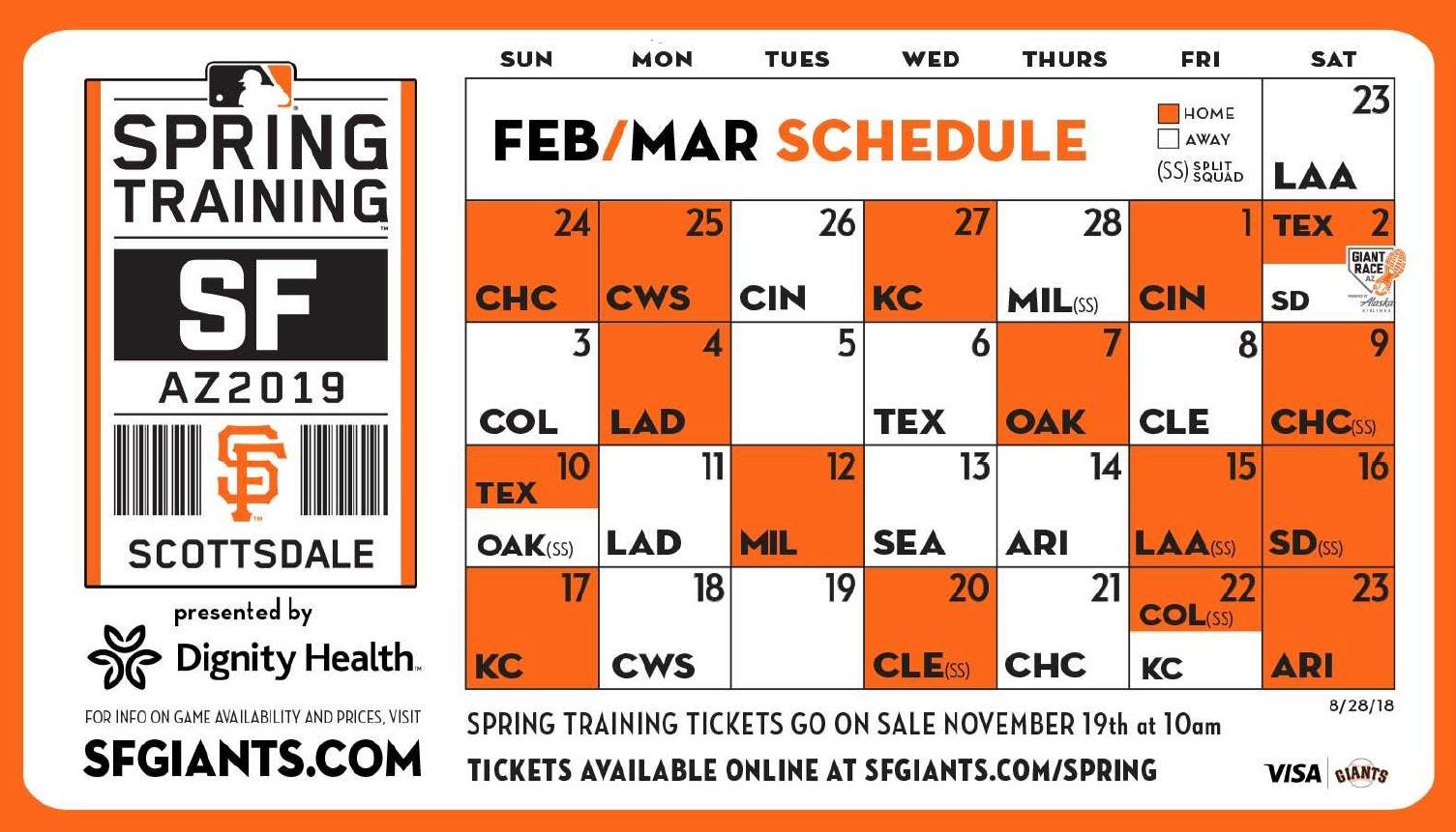 2019 SFGSpring Schedule Splash Hits