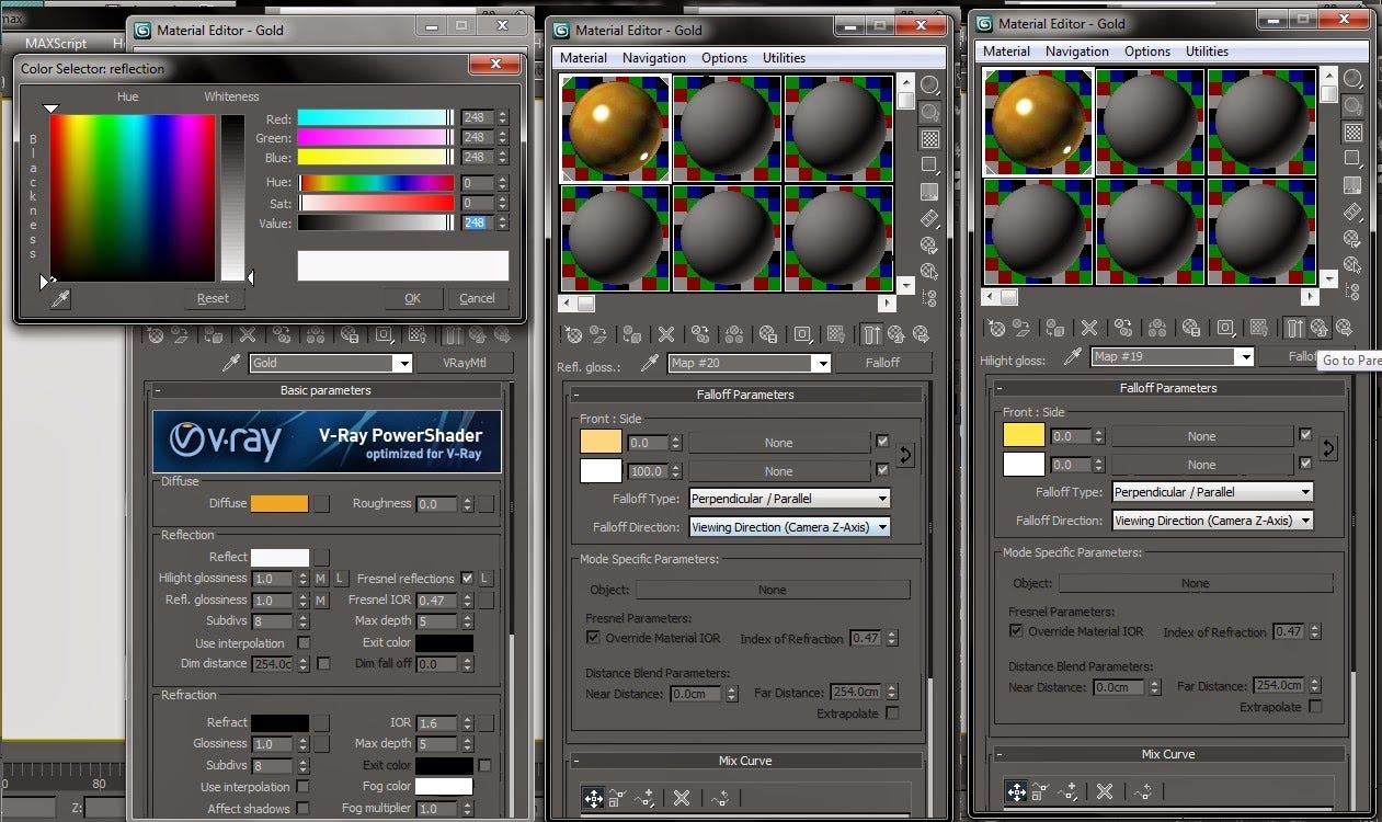 GOLD MATERIAL IN VRAY FOR 3D STUDIO MAX Tortuga Works Medium