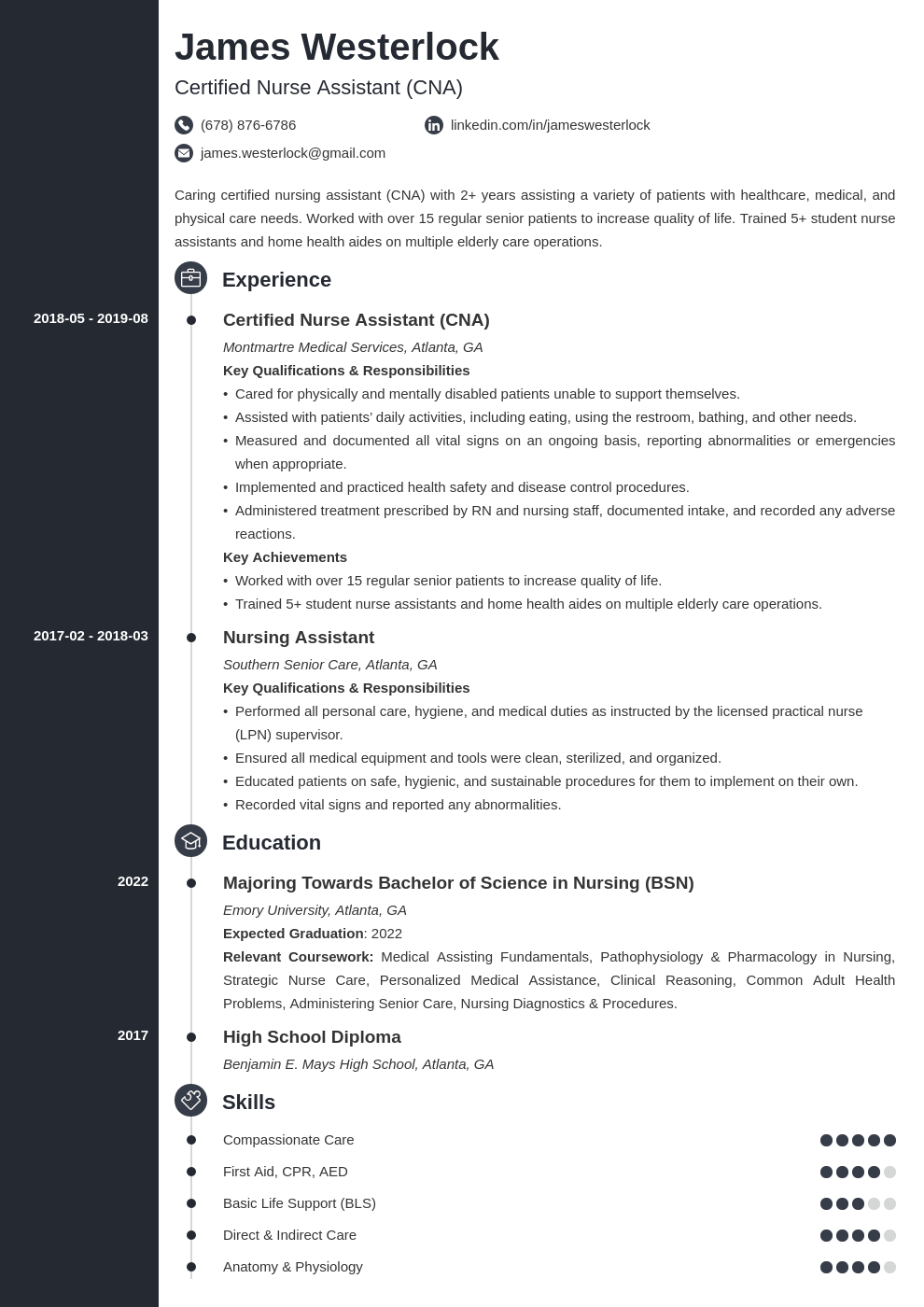 Certified Nurse Assistant / CNA Resume—Examples and 25+ Writing Tips