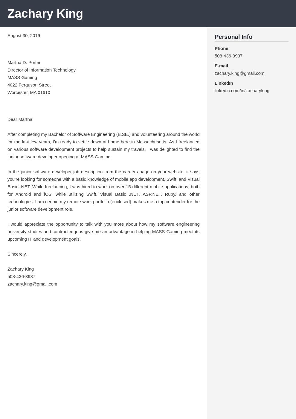 Software Engineer Cover Letter Examples & ReadyToUse