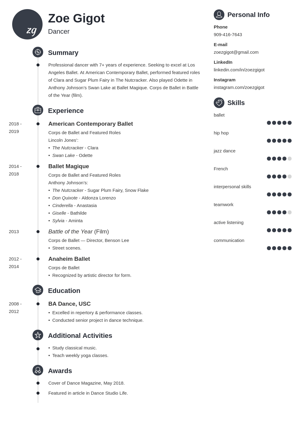 Dance Resume Template. Examples & Writing Tips (2022)