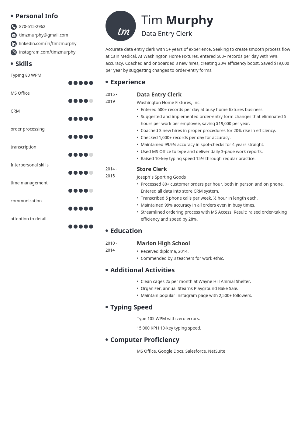 Data Entry Resume—Examples and 25+ Writing Tips