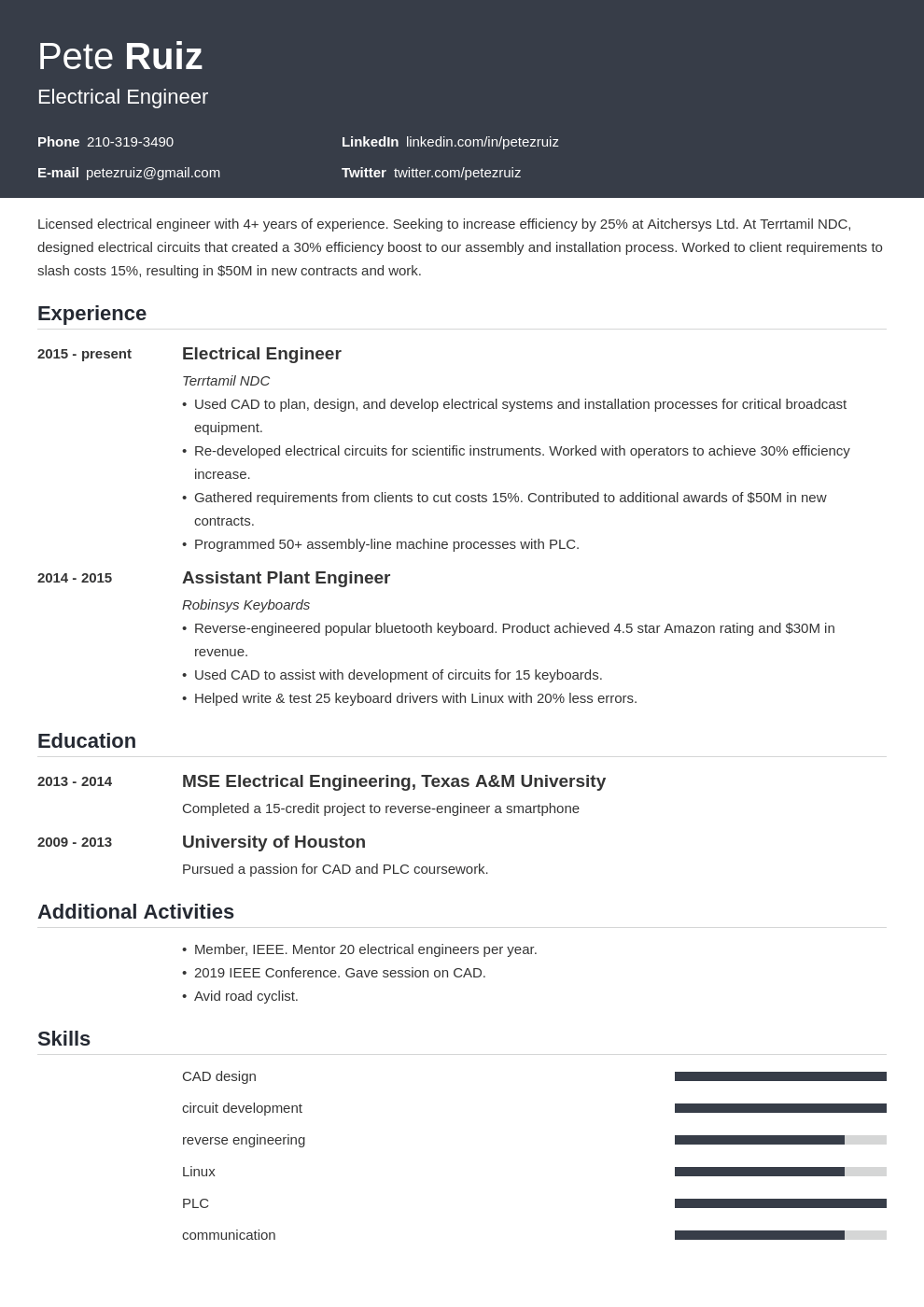 Electrical Engineering Resume—Examples and 25+ Writing Tips