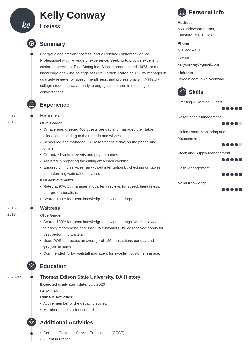 Hostess CV—Examples and 25+ Writing Tips