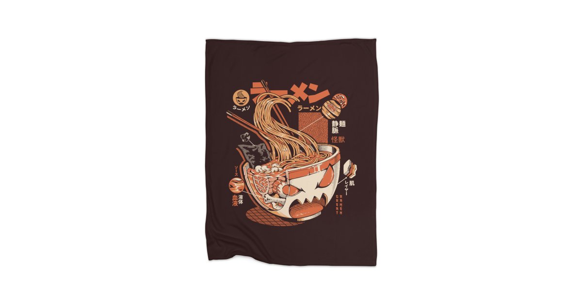 Black Xray Great Ramen! Blanket Fleece Blanket ilustrata