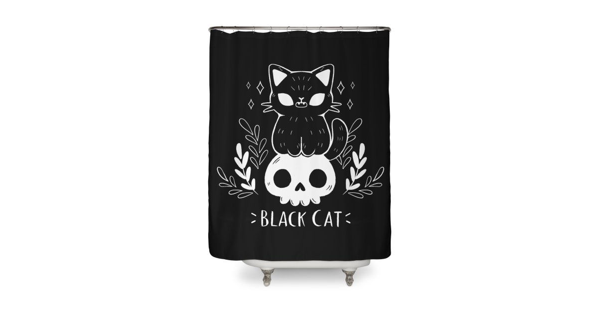 Black Cat Shower Curtain xMorfina Design