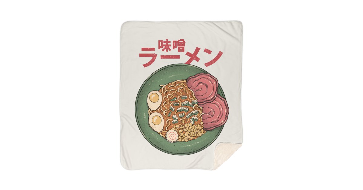 Miso Ramen Blanket Sherpa Blanket Vincent Trinidad Art
