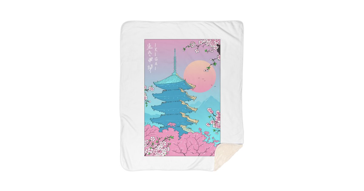 Ikigai in Kyoto Blanket Sherpa Blanket Vincent Trinidad Art