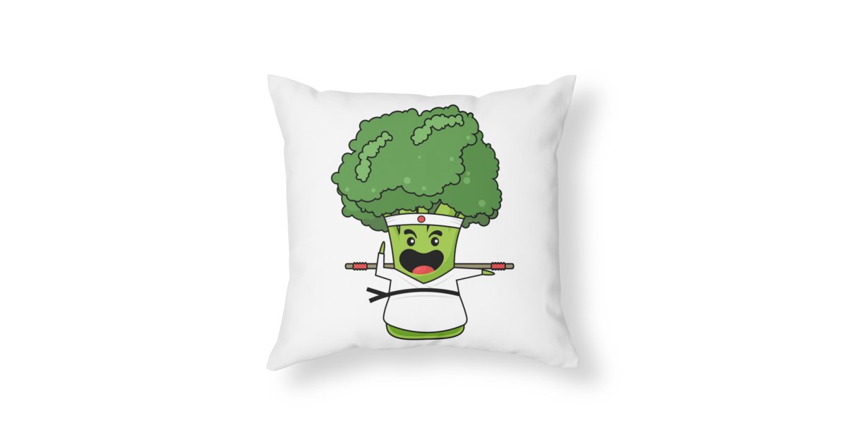 Karate Choppin' Broccoli Throw Pillow Kristi McKay's Artist Shop