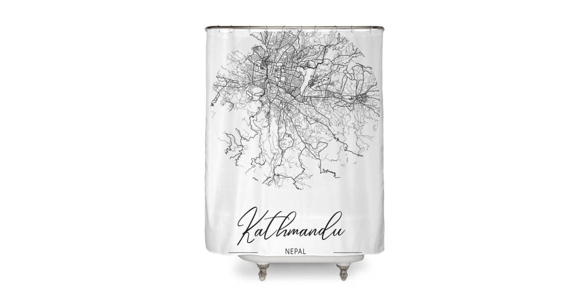 Kathmandu Nepal Black Water City Map Shower Curtain Tienstencil's