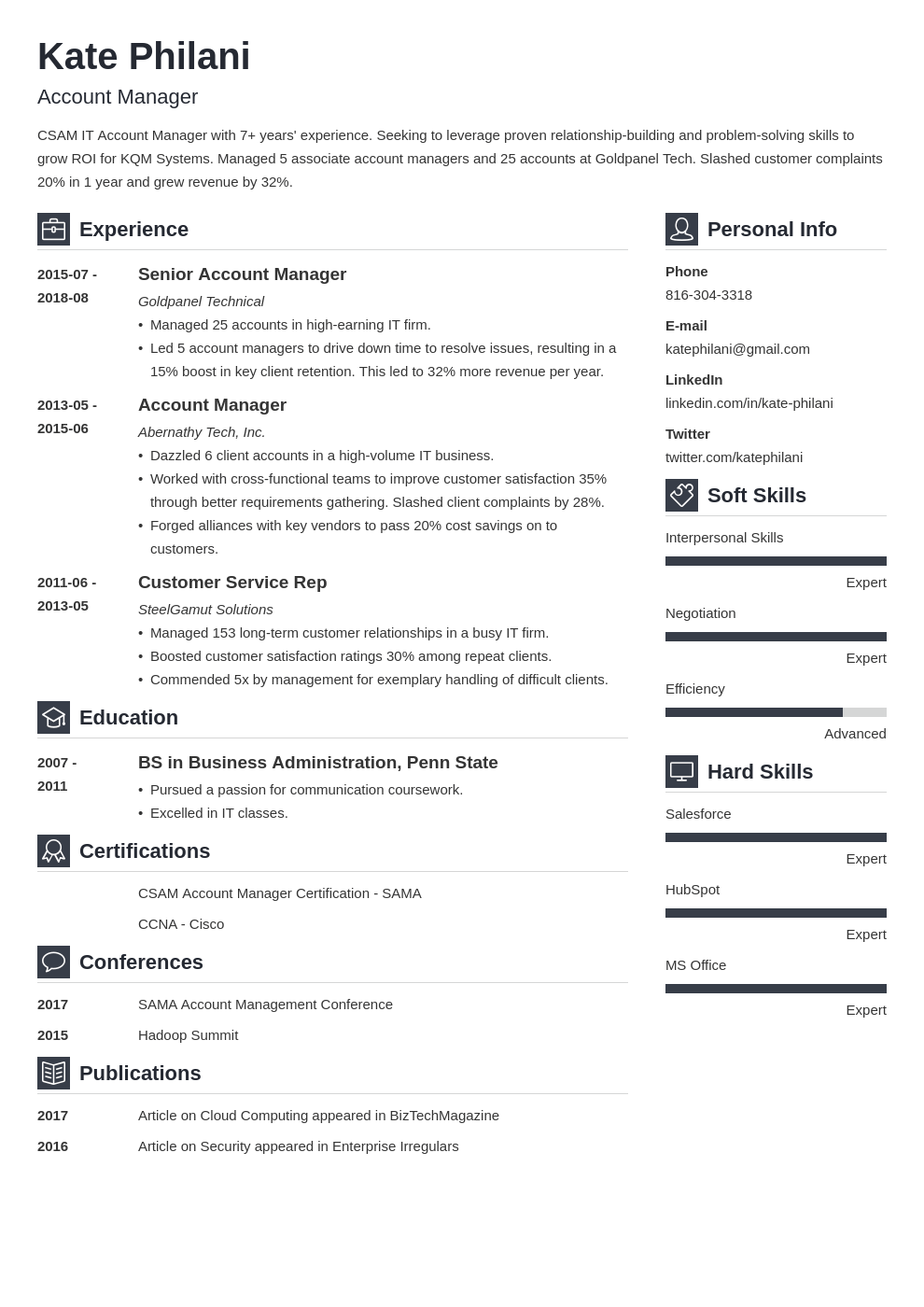 Account Manager Resume Sample & Tips [+Job Description]
