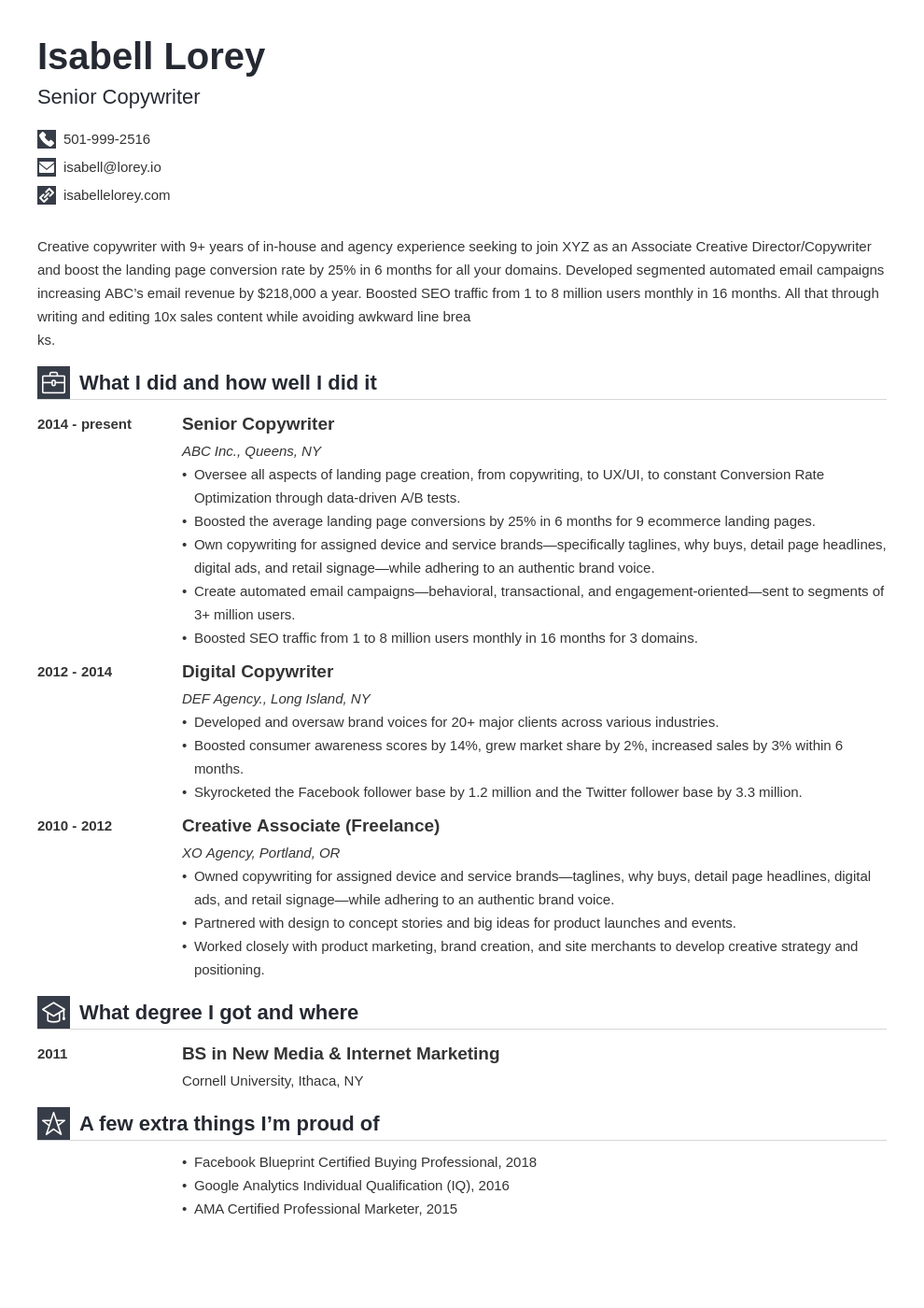 Copywriter Resume Examples & Guide (20+ Tips)