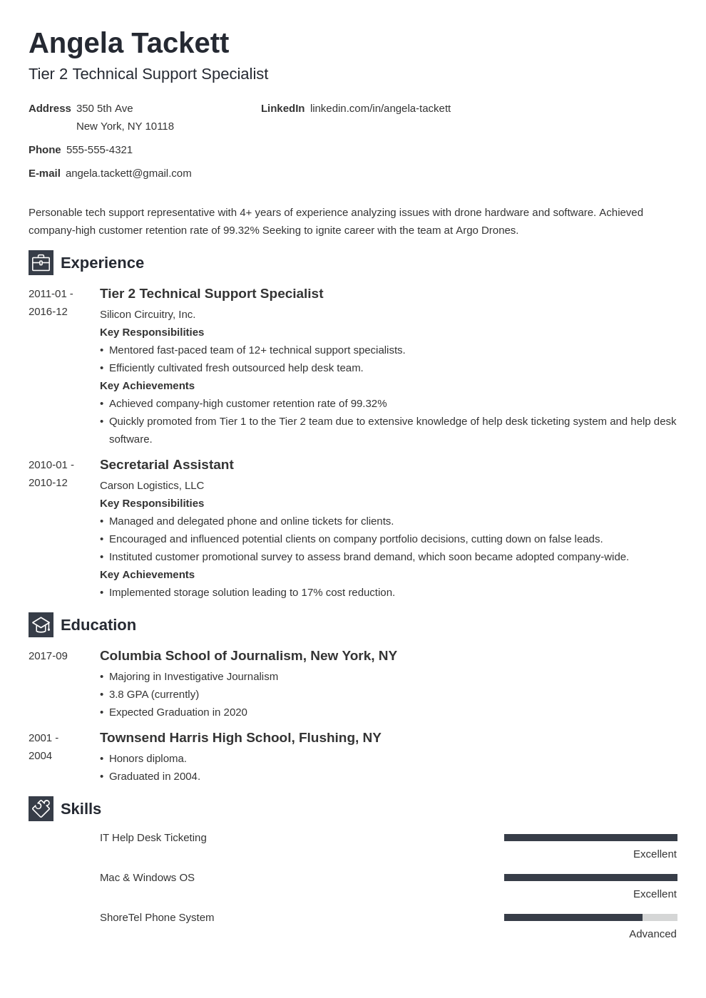 Help Desk Resume Sample & Job Description [+Entry Level]