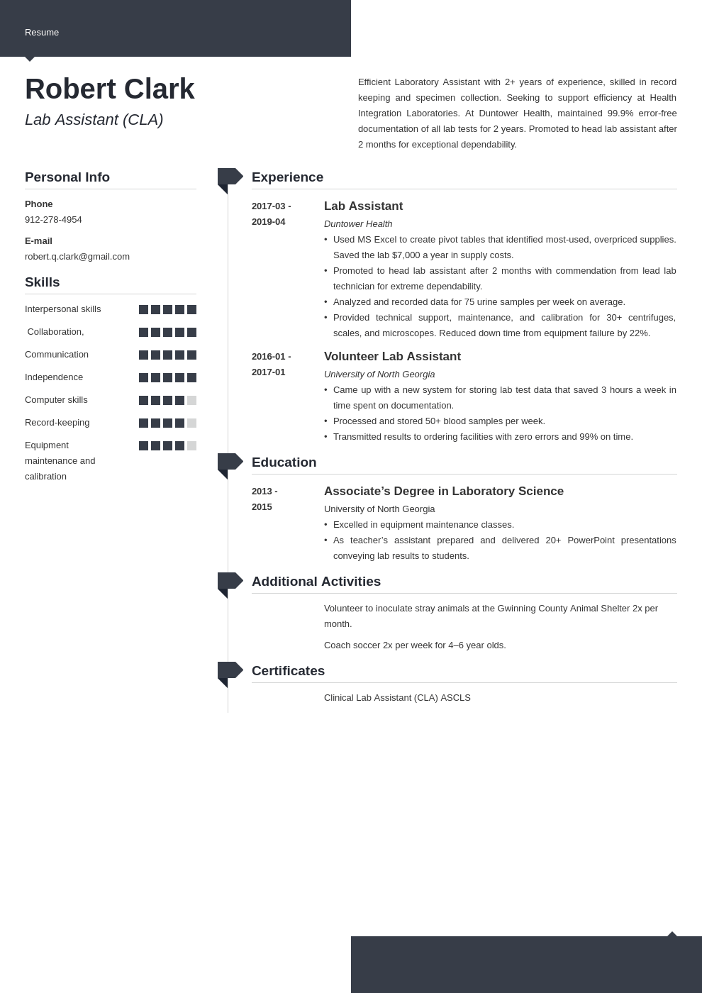 Lab Assistant Resume Sample [with Laboratory Skills]