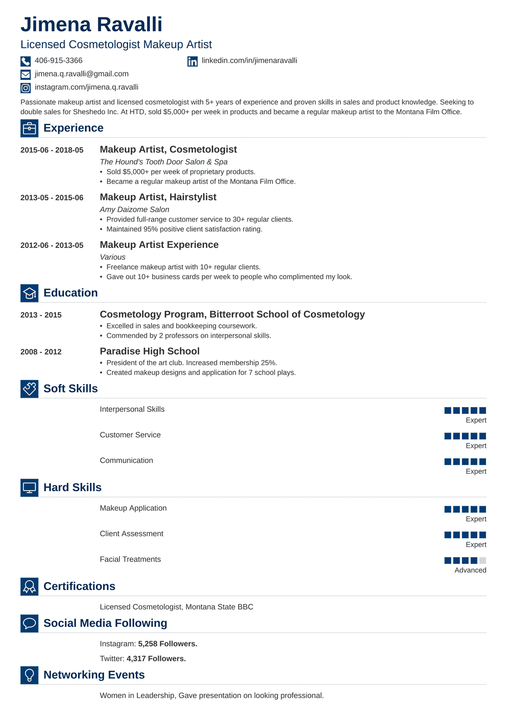 Makeup Artist Resume Sample for 2021 [Guide & Examples]