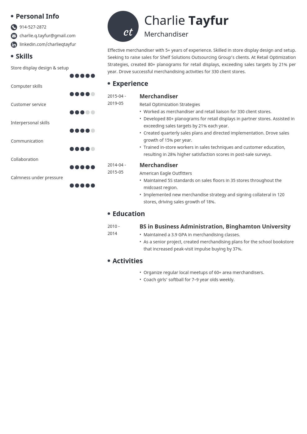 Merchandiser Resume (Job Description Sample & 20+ Tips)