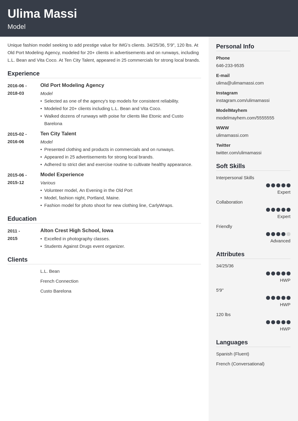 Model Resume Sample & Guide [+Modeling Bio Template]
