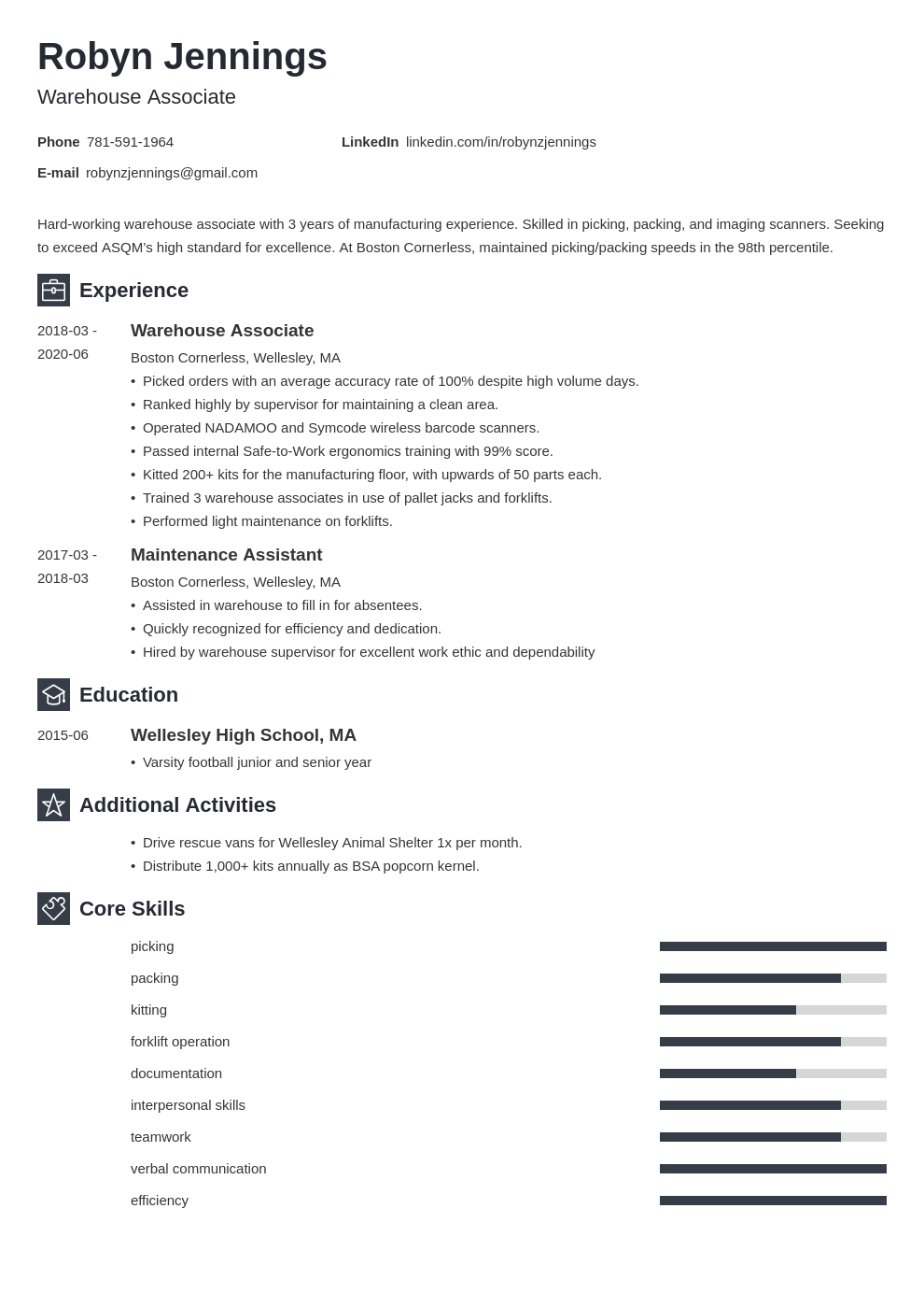 Warehouse Associate Resume Examples & Guide [10+ Tips]