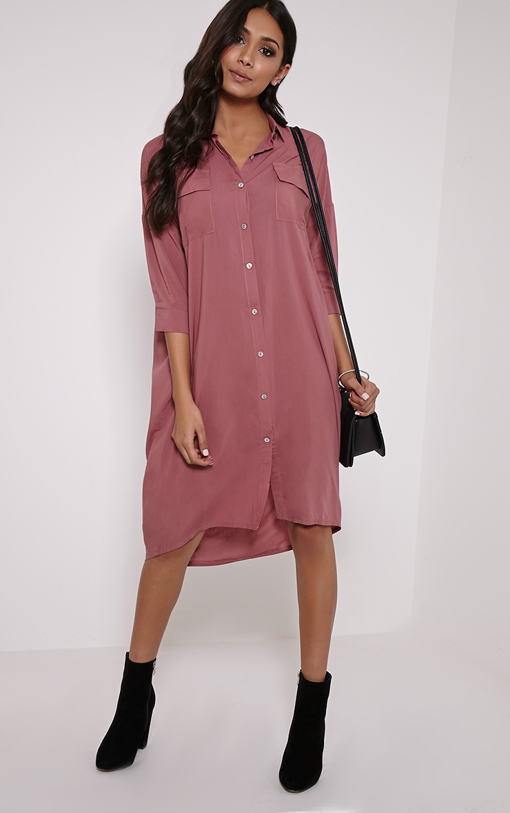 Perrin Rose Longline Shirt Dress Dresses Prettylittlething Aus