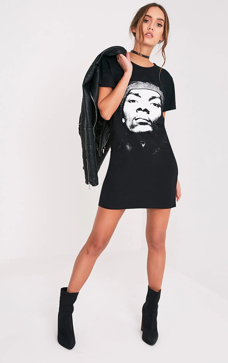 Snoop Dogg Black T Shirt Dress Dresses PrettyLittleThing