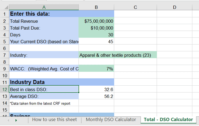 How to calculate DSO in excel