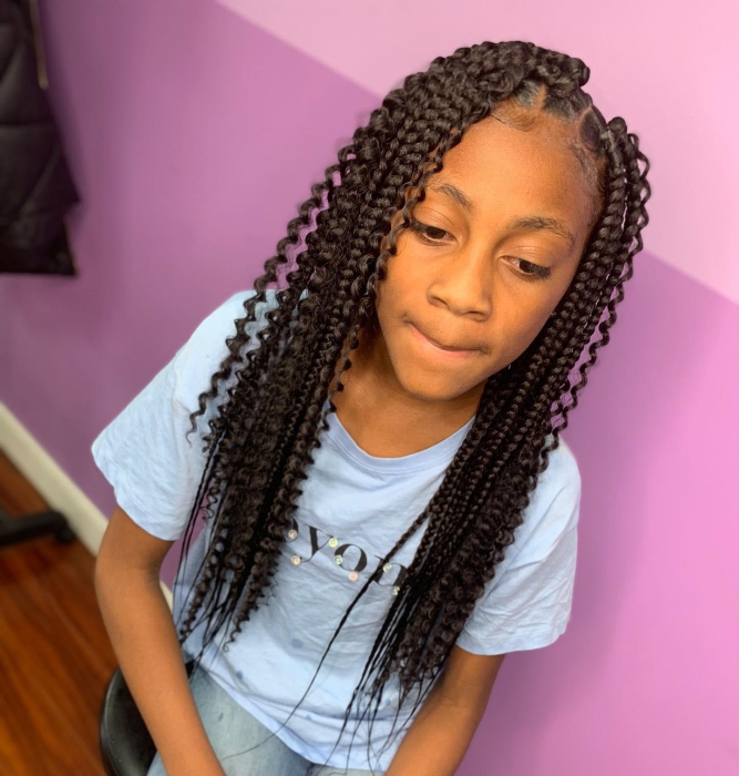 Kid Knotless Braids Box braids done using the knotless method won't leave you with a tender