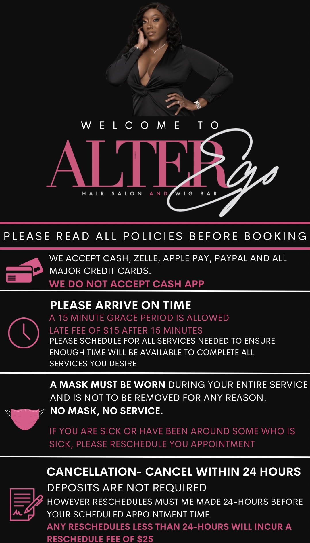 Schedule Appointment with Alter Ego Hair Salon and Wig Bar