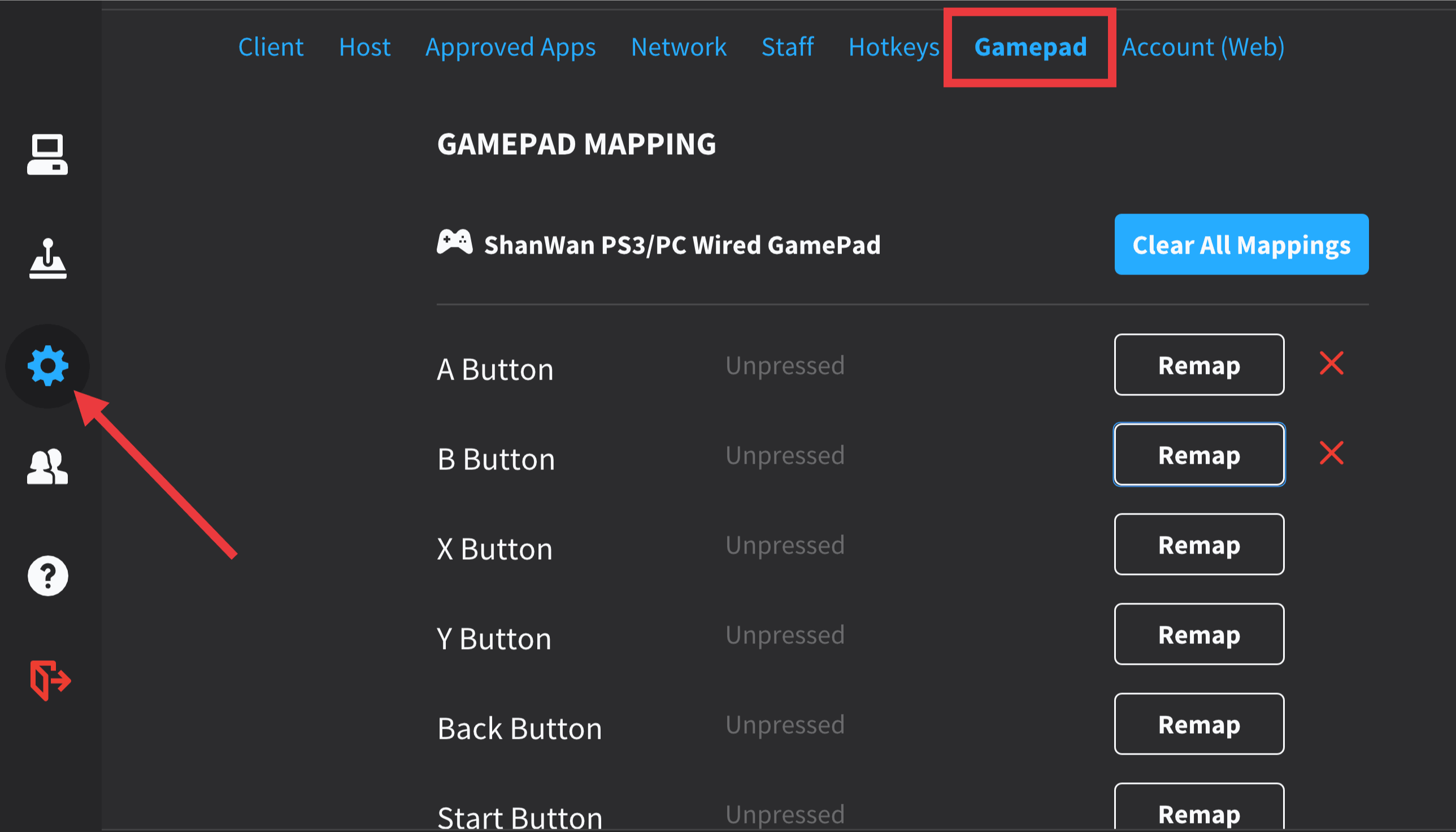 Remap your controllers Parsec