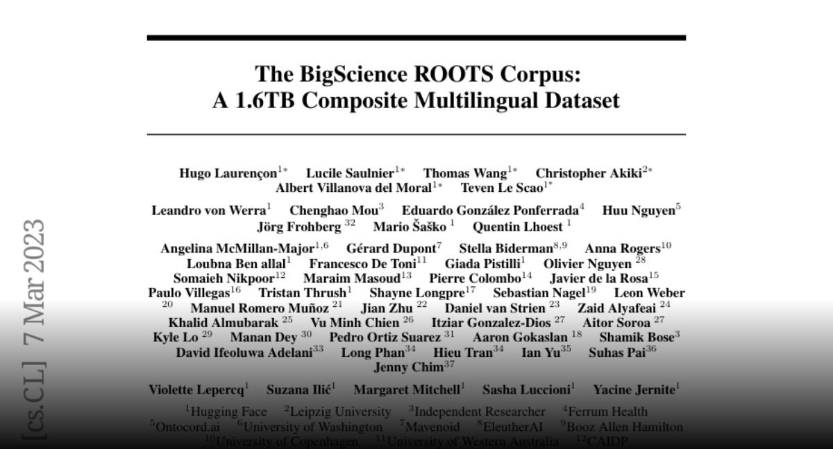 Paper page The BigScience ROOTS Corpus A 1.6TB Composite