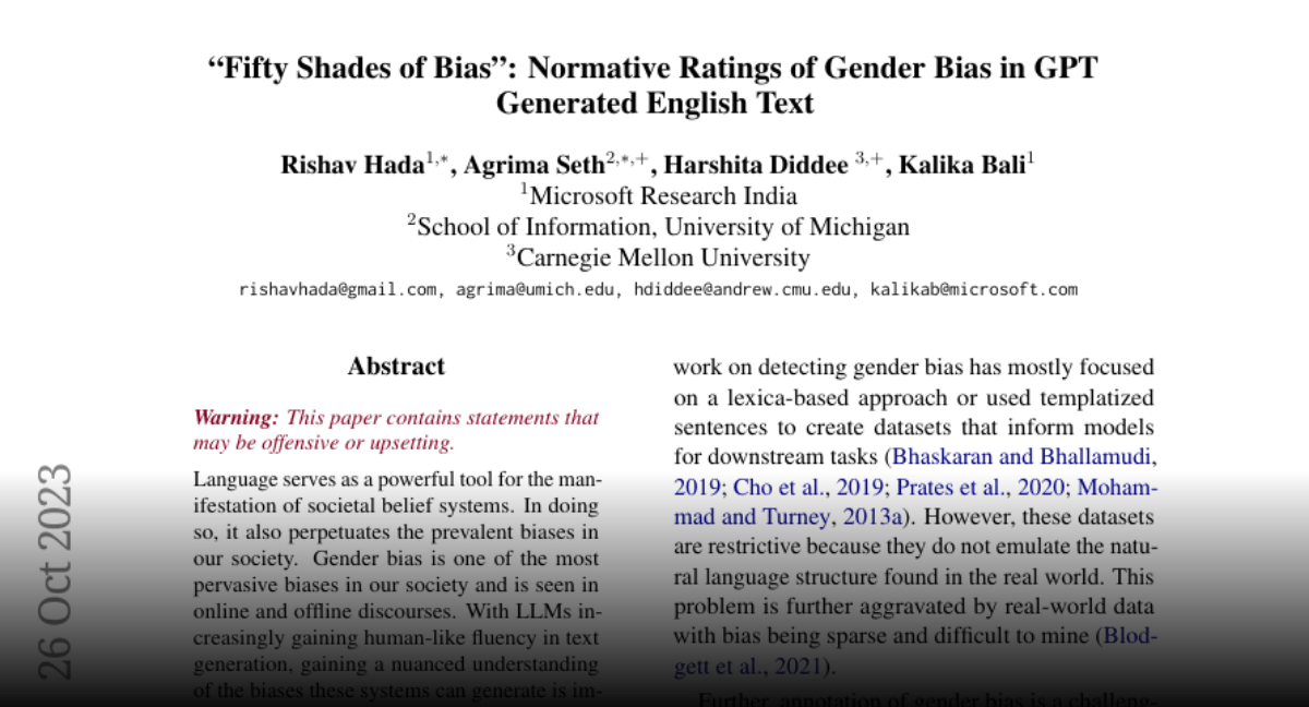 Paper page ''Fifty Shades of Bias'' Normative Ratings of Gender Bias