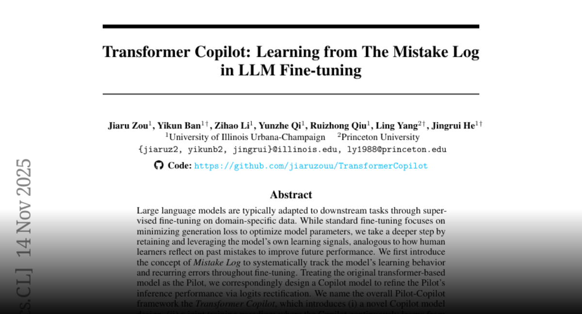 Paper page Transformer Copilot Learning from The Mistake Log in LLM