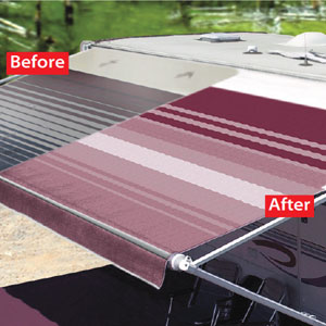 Awning Fabric, 16' Black/Gray Dune Stripe 00.1090