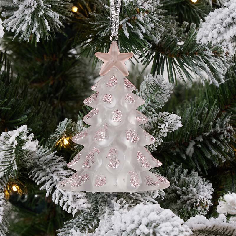 Pink Glitter Light Up Tree Ornament Cracker Barrel