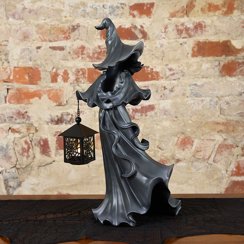 Witch with LED Lantern Cracker Barrel