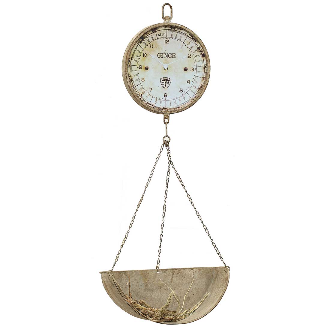 Metal Hanging Produce Scale Clock Cracker Barrel