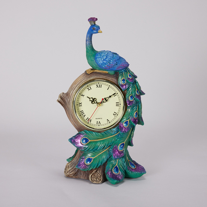Peacock Table Clock Cracker Barrel