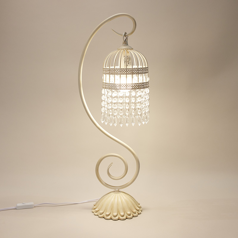 White Acrylic Beaded Table Lamp Cracker Barrel