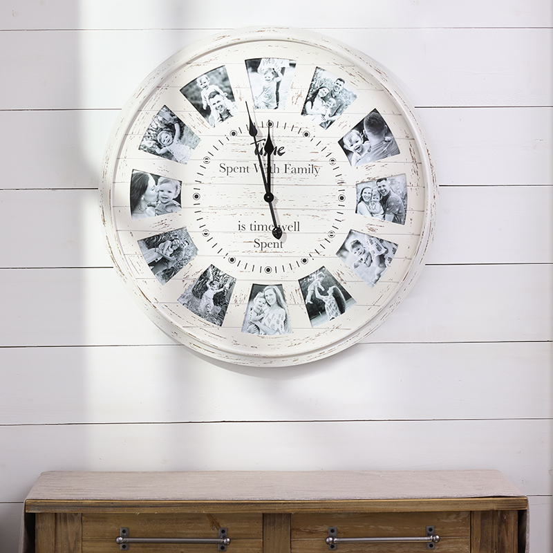 Wooden Wall Clock with Photo Frame Cracker Barrel