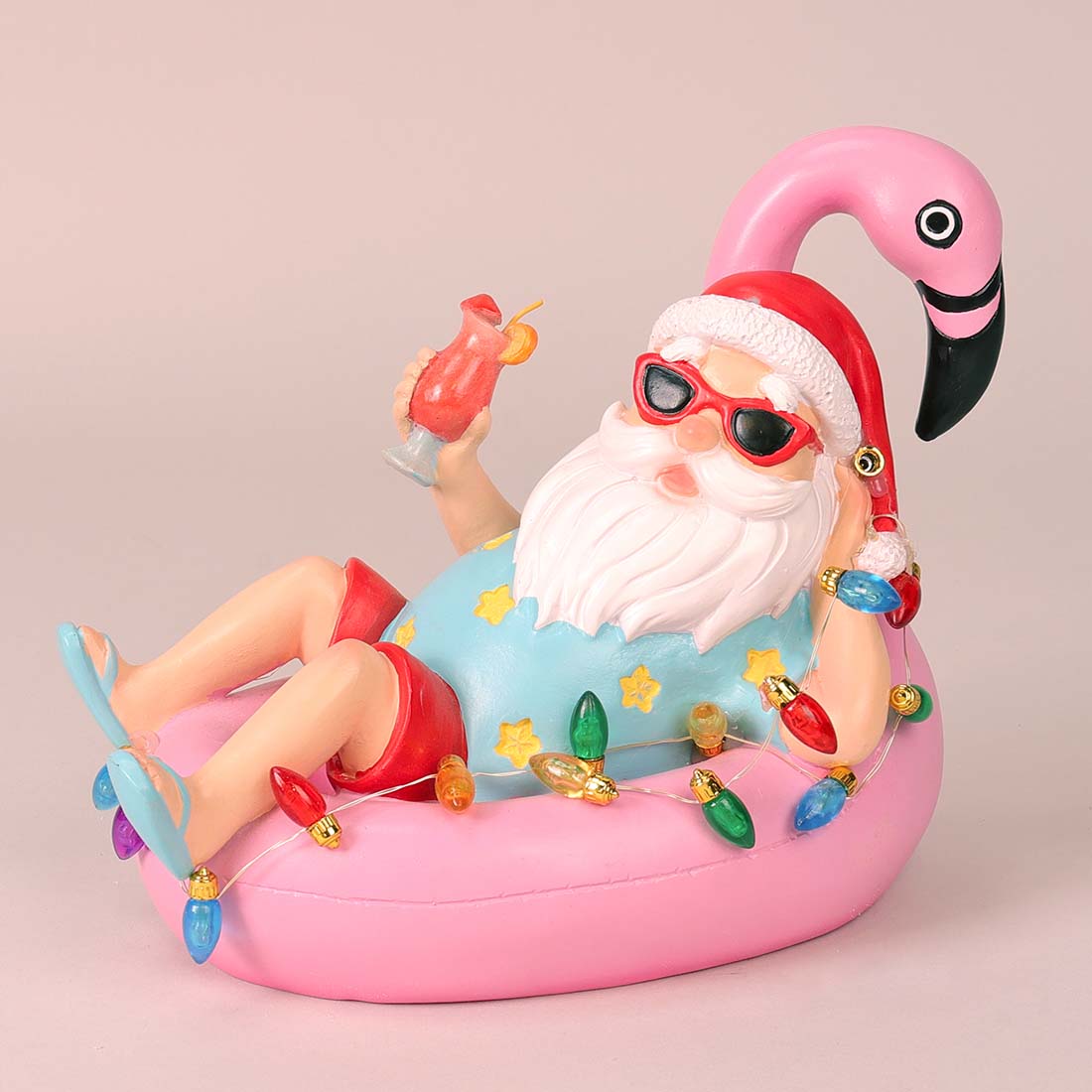 Light Up Santa On Pool Float Cracker Barrel