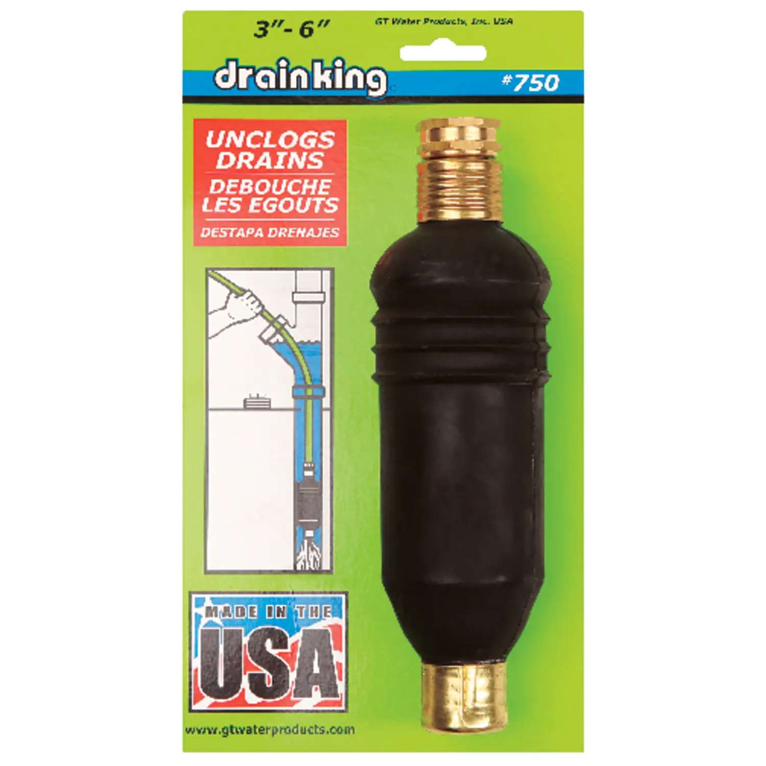 GT Water Products Drain King Drain Unclogger 11 in. L x 3 to 6 in. Dia