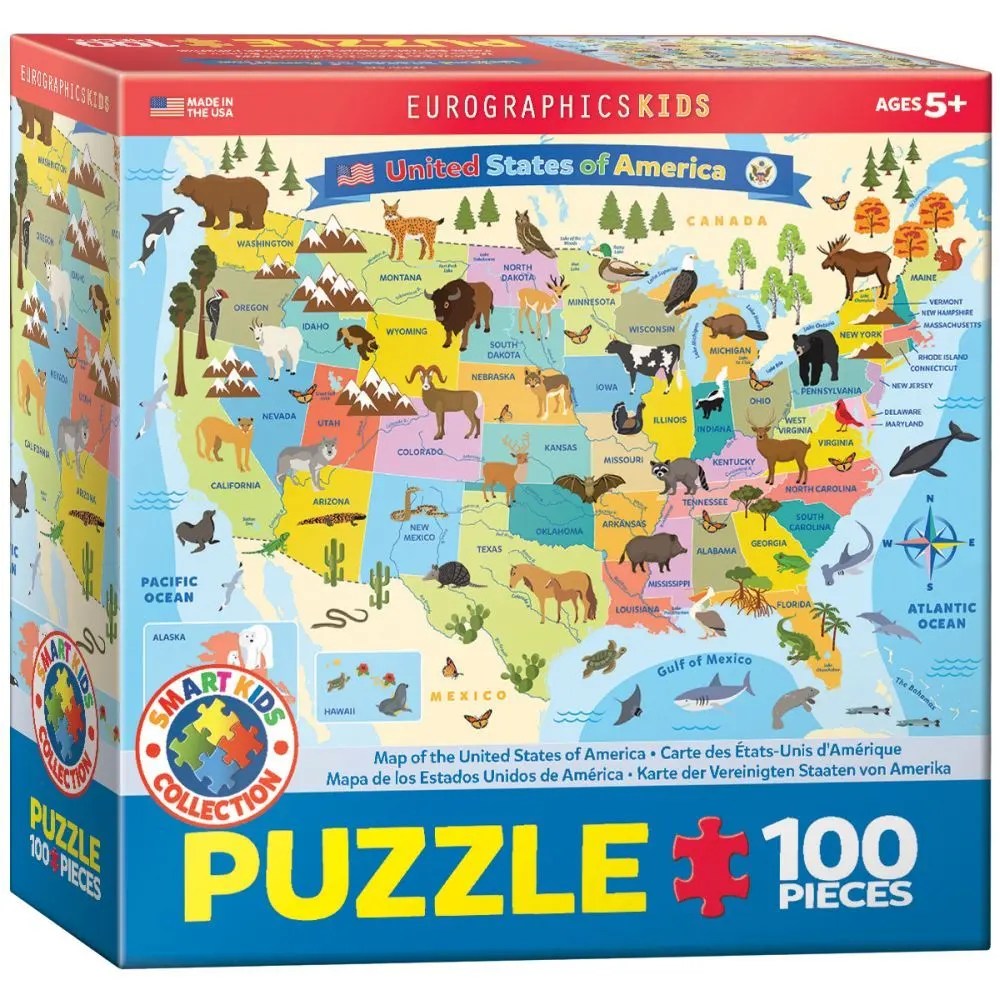 USA Map Illustrated 100pc Puzzle