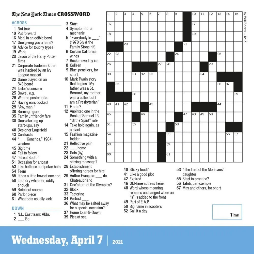 New York Times Daily Crosswords Desk Calendar