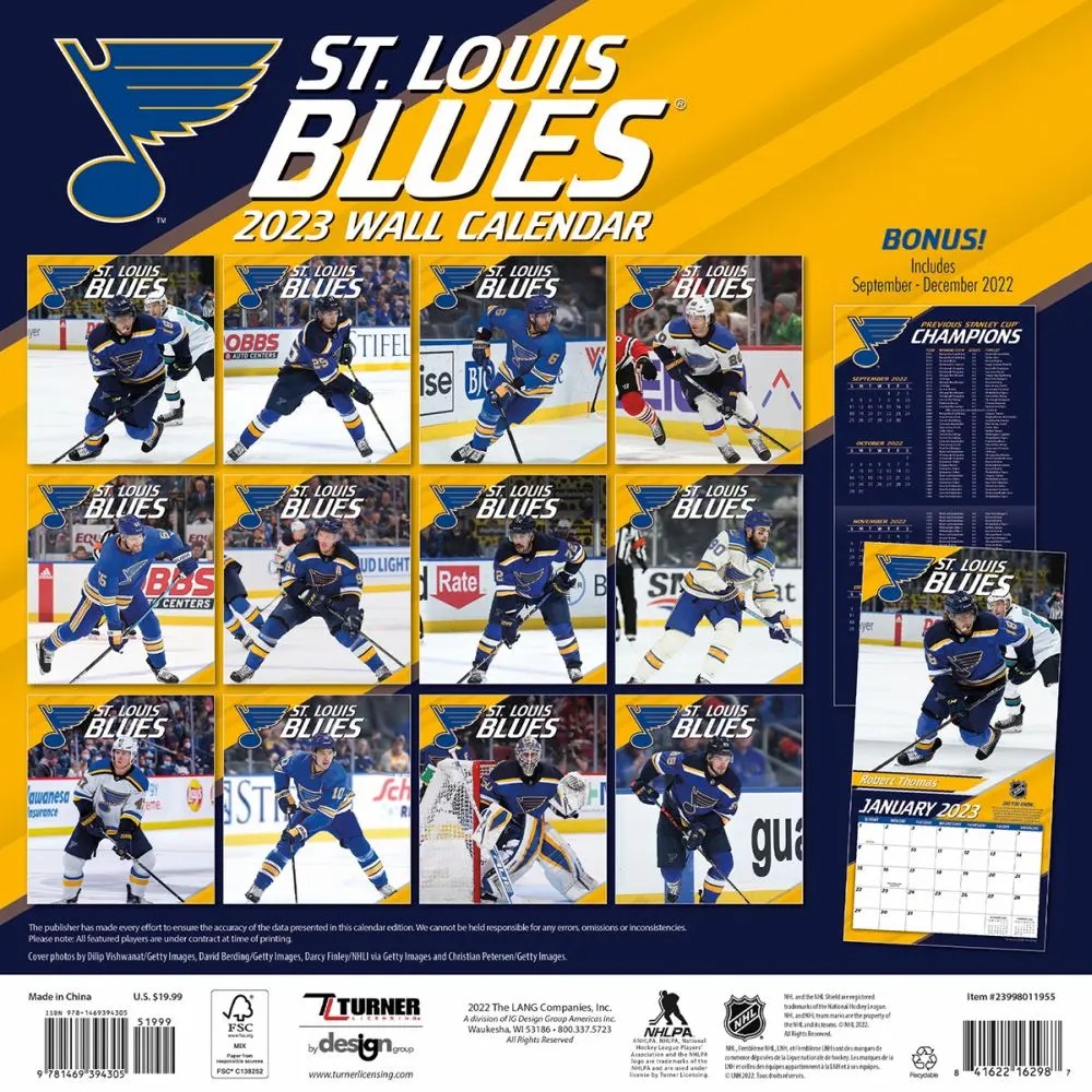 NHL St Louis Blues 2023 Wall Calendar