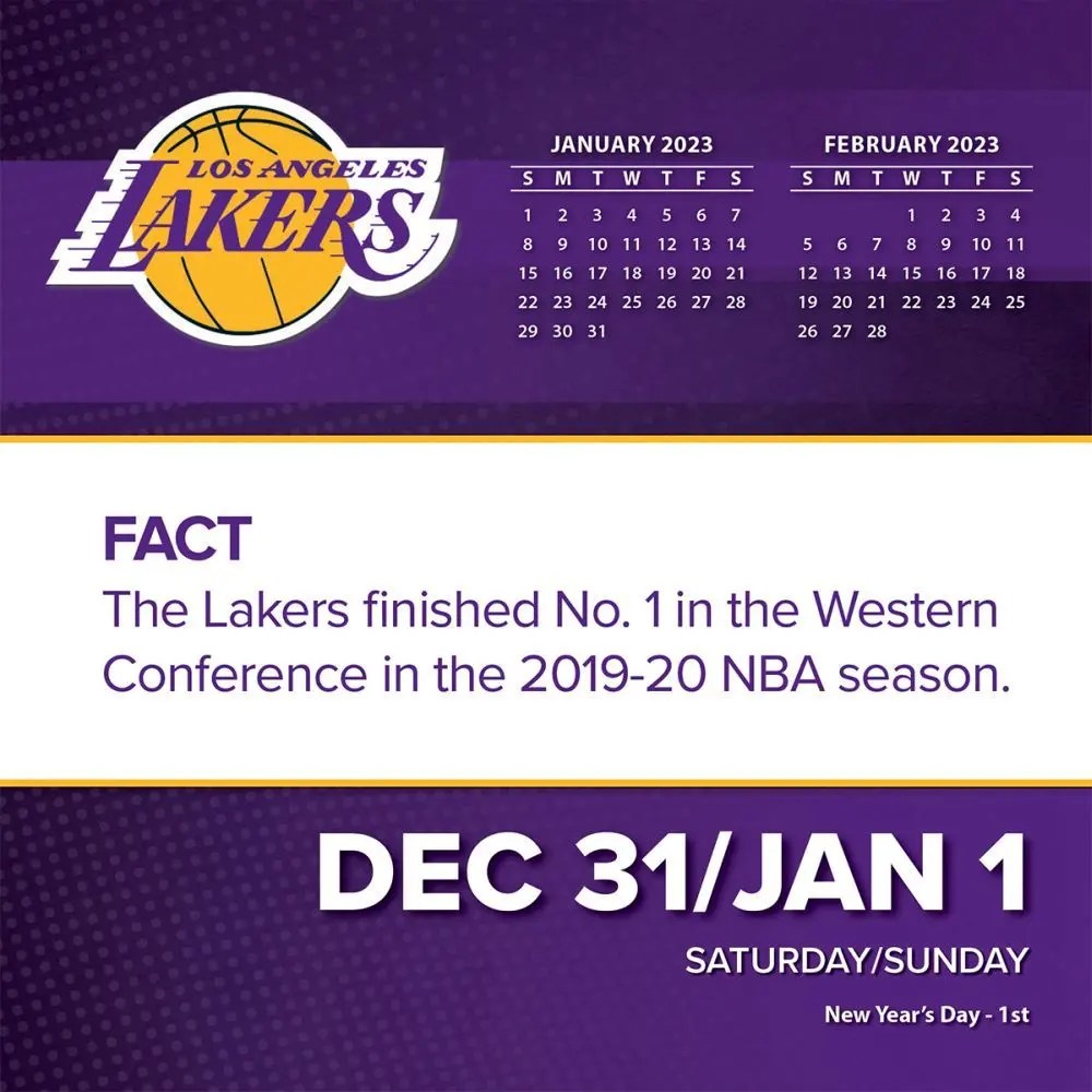 Los Angeles Lakers 2023 Desk Calendar