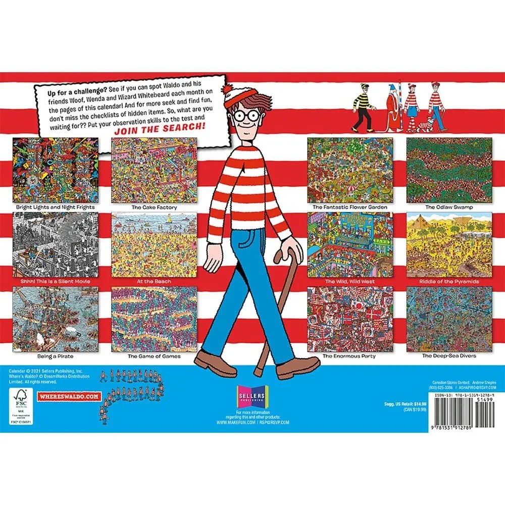 Wheres Waldo 2022 Wall Calendar