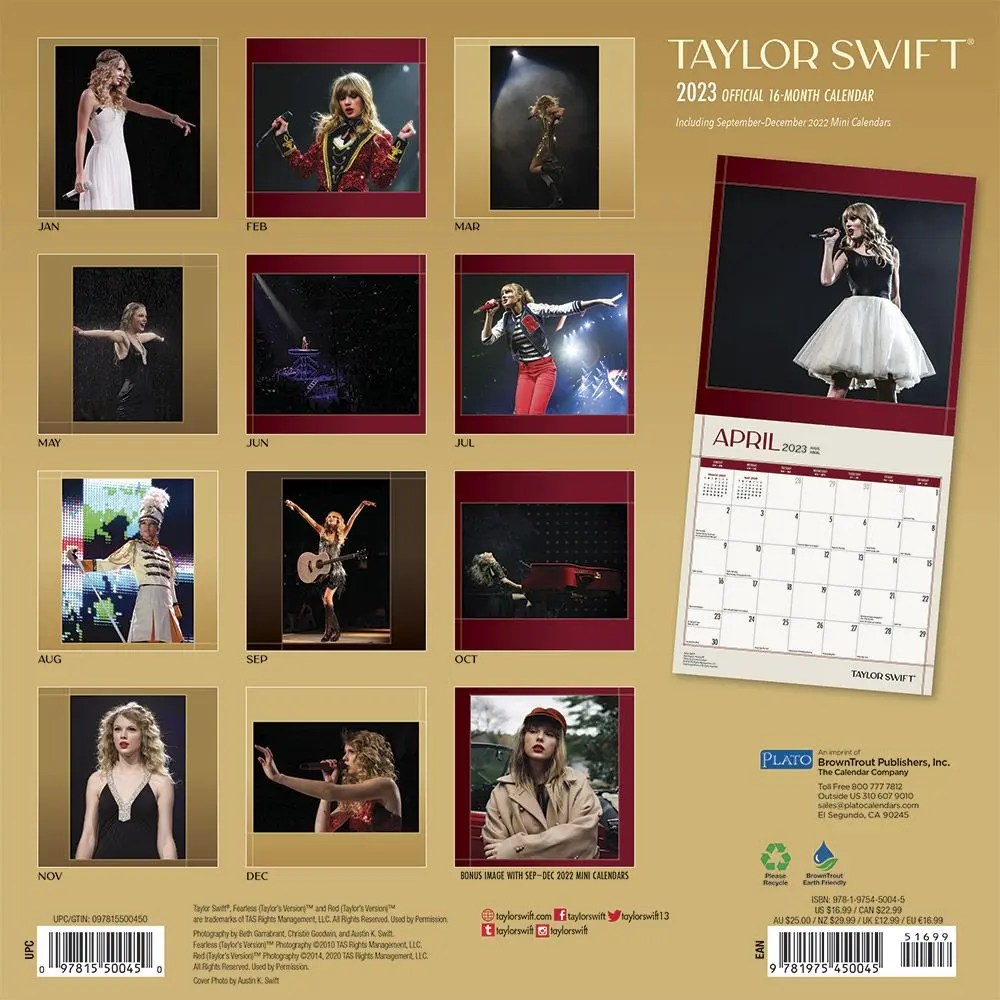 Taylor Swift Plato 2023 Wall Calendar